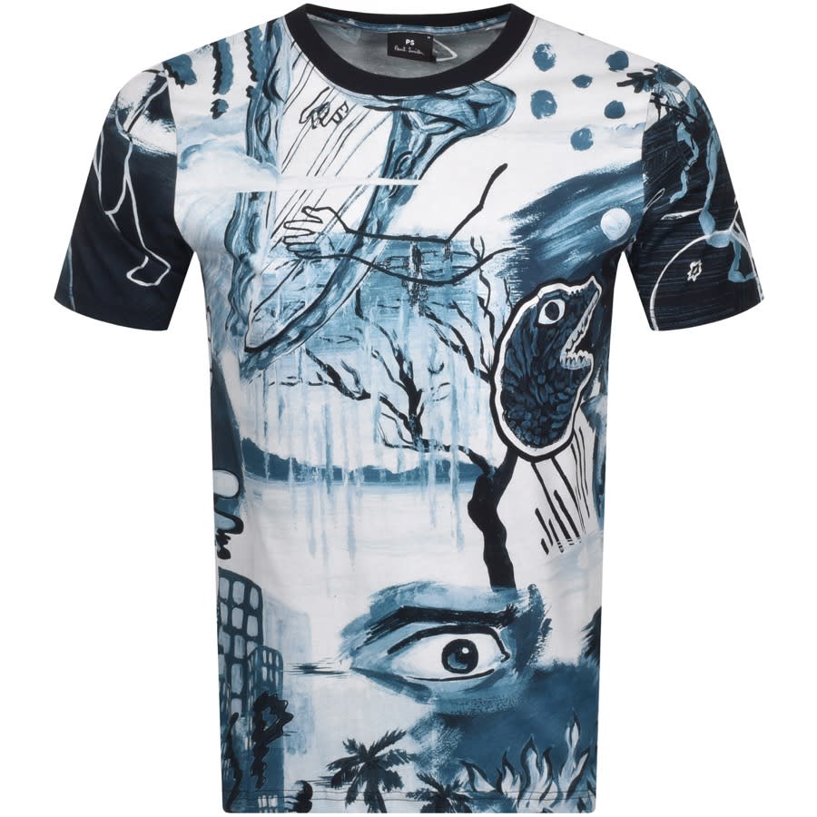 Alternative Image for ProductPS By Paul Smith Pulp Print T Shirt Blue1